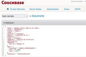 l'édition d'un document json dans la console d'administration de couchbase