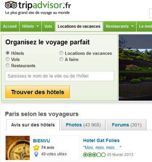 6% des internautes français se sont rendus sur tripadvisor en décembre