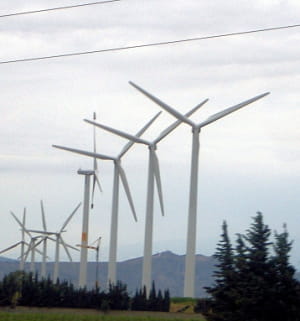 des éoliennes.