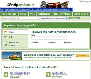 page d'accueil de tripadvisor.fr.