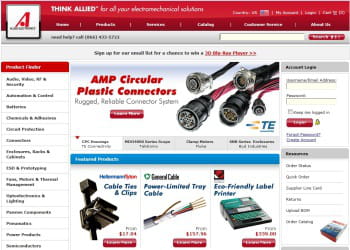 page d'accueil de allied electronics