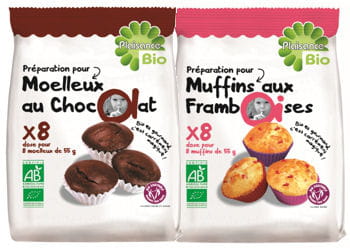 préparations pour gâteaux bio, plaisance bio, entre 3,30 et 4,10 euros.