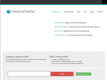 le site offre la possibilité de tester la validité d'une adresse e-mail.