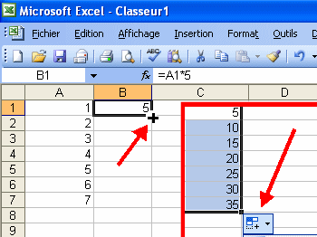 copier une formule excel sur toute une plage de cellules en double-cliquant sur
