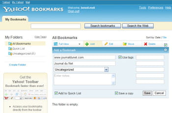 yahoo bookmarks 