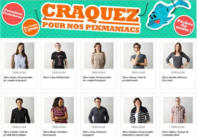 pixmania propose un catalogue de ses employés.