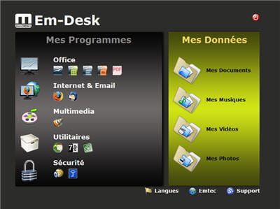 page d'accueil du bureau mobile