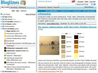 la page d'accueil de flux rss