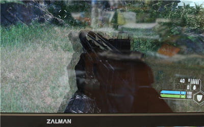 on voit ici sous crysis (donc sans les lunettes) le dédoublement de l'image, ce