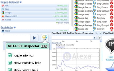 une trentaine d'extensions chrome existent sur le terrain du référencement de