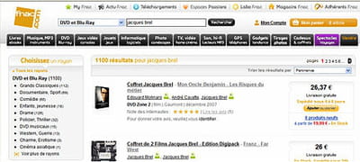 fnac.com propose un nouveau critère de tri sur le niveau rayon, par types de