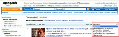 sur amazon.fr aussi, les résultats peuvent être retriés par meilleures ventes,
