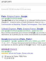 sur la requête 'google paris', la fiche google adresses des nouveaux locaux de