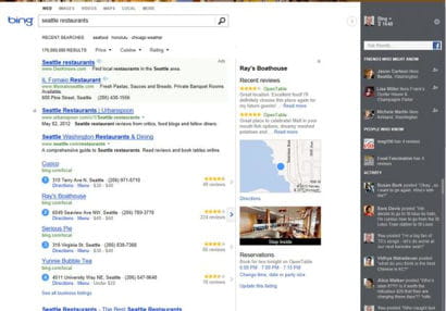 le nouveau visage de bing avec la barre 'sociale' à droite