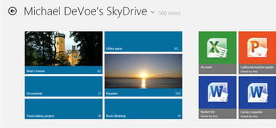 product win8 skydrive page