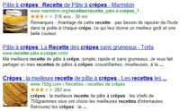les pages contenant des recettes peuvent faire apparaître une photo, une note