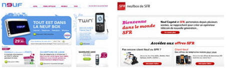 ancienne et nouvelle page d'accueil du site de neuf