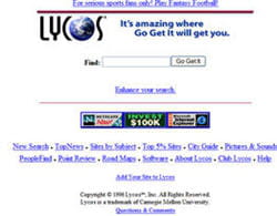 page d'accueil lycos.com de 1996.