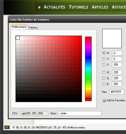 copie d'écran de colorzilla