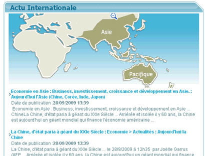 la mappemonde en flash permet à l'utilisateur d'accéder de manière intuitive aux