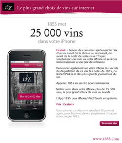 lors du lancement de son application iphone, 1855.com en a fait la promotion par