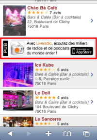 exemple de bannière statique sur un site mobile