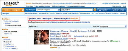 amazon.fr se montre très performant sur le retour en arrière, tout au long du