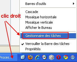 copie d'écran de la fonction gestionnaire des tâches de windows.