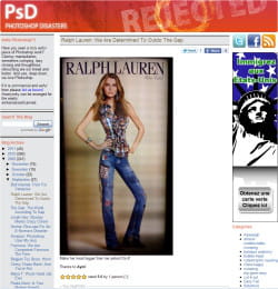 le blog 'photoshop disasters' avec la photo de la publicité de ralph lauren