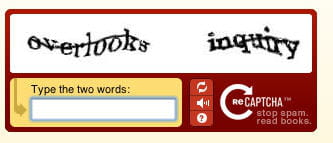 un exemple de captcha, qui sert a distinguer les utilisateurs humains des